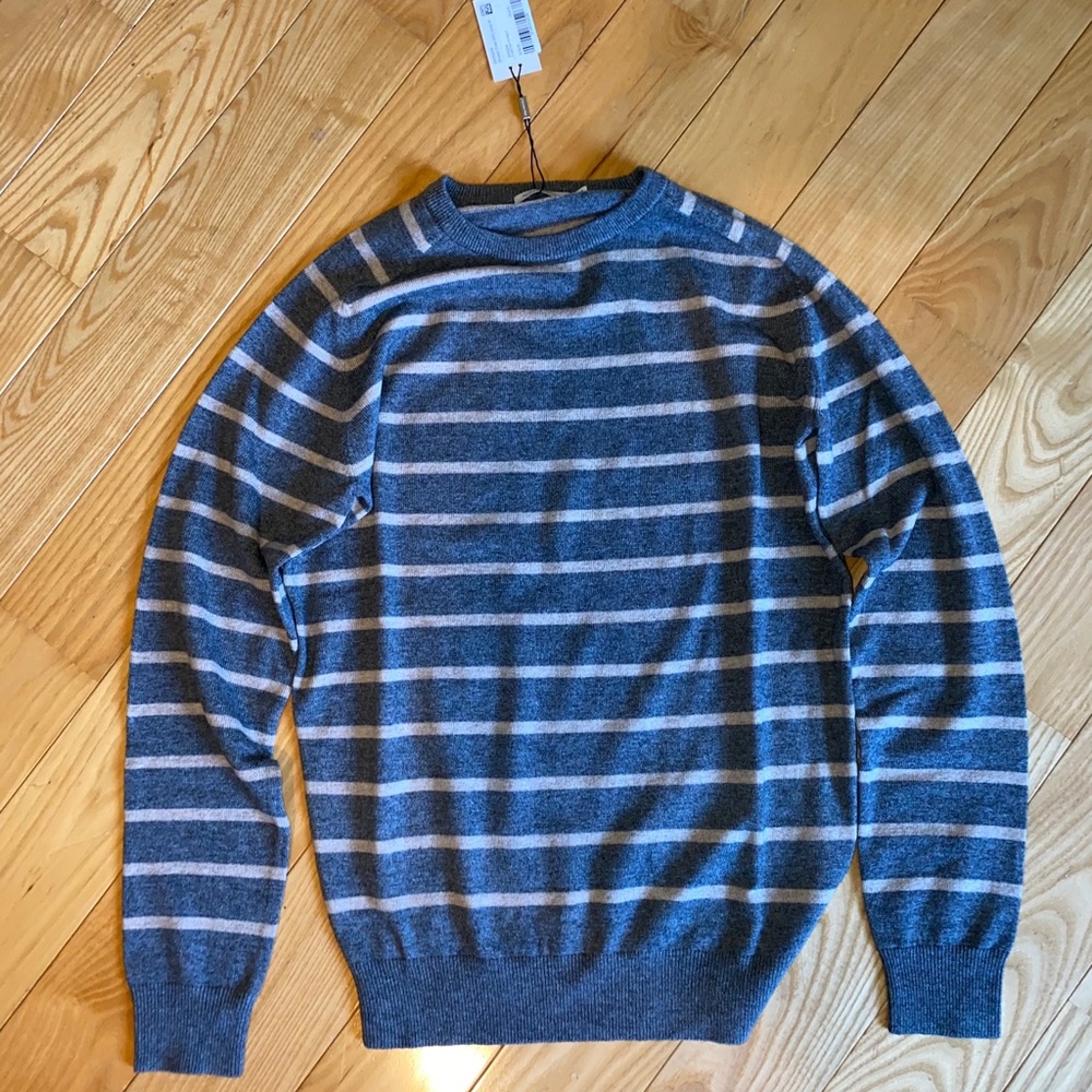 NEVER WORN Cashmere Grey Stripe Crewneck